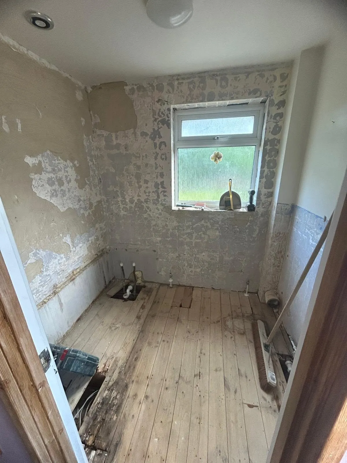 Room stripped back and prepared for plastering